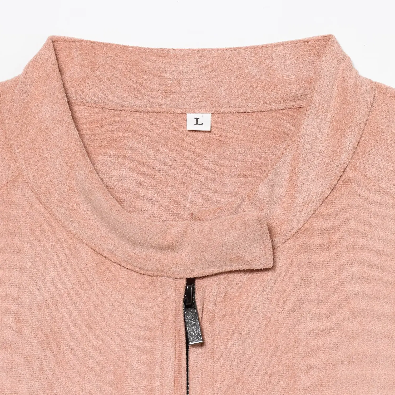 Faionable Suede Jaet Women's Autumn New Sle Stand Collar All Match Design JNLEAOG Ladies Polyester Fiber Zipper Coat