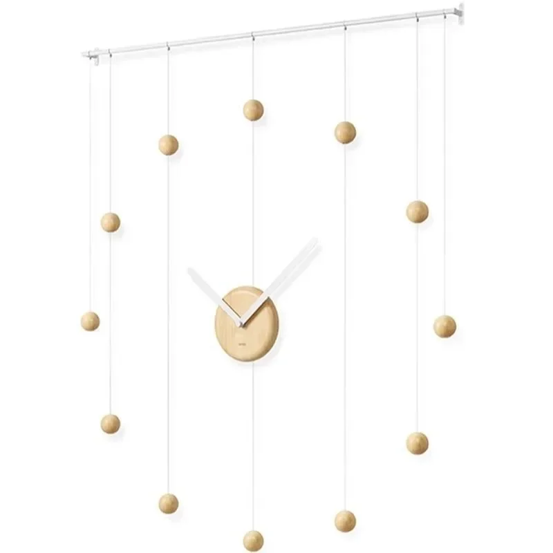 

Wooden Wall Clock Modern Brief Large Living Room Wall Clock Stylish Quartz Elegant Nordic Clocks Design Aesthetic Home Decor