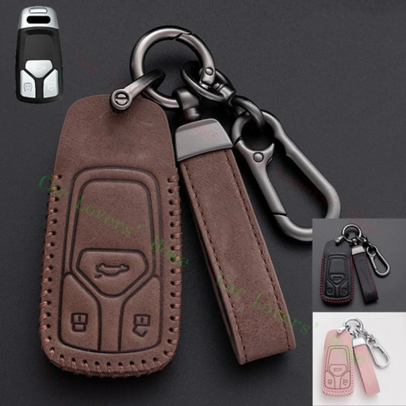 

A++Genuine Leather Car Key Fob Case Cover For Audi A4 A5 S4 S5 B9 8W Q7 4M TT TTS