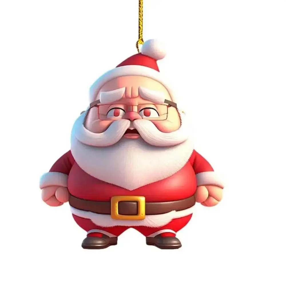 

Fashion 2D Santa Claus Pendants Santa Claus Acrylic Xmas Car Ornament Cute Exquisite Acrylic Christmas Snowman Christmas