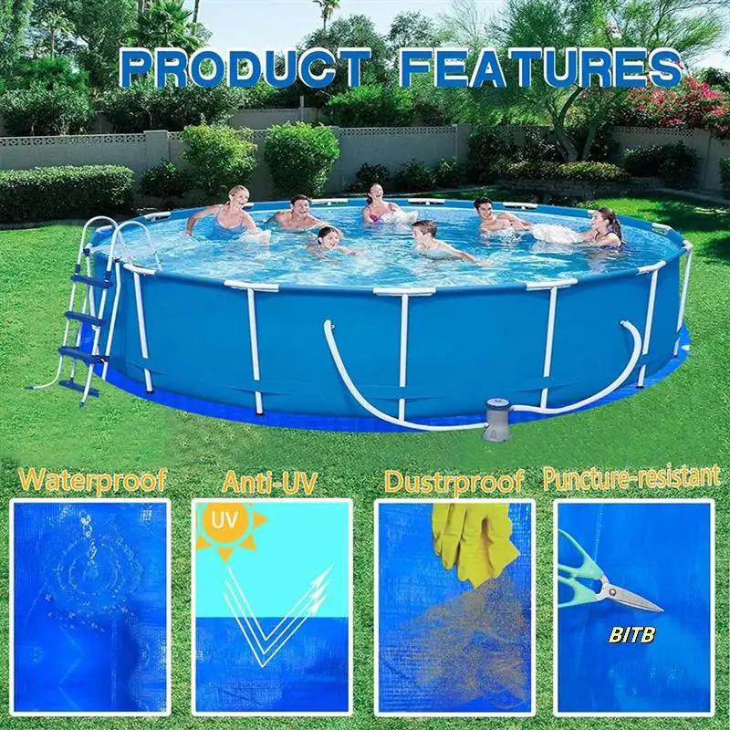 

14.76 FT Round Pool Cover, Durable Waterproof Heavy Duty Mat, Ideal For Pool Floor Protection
