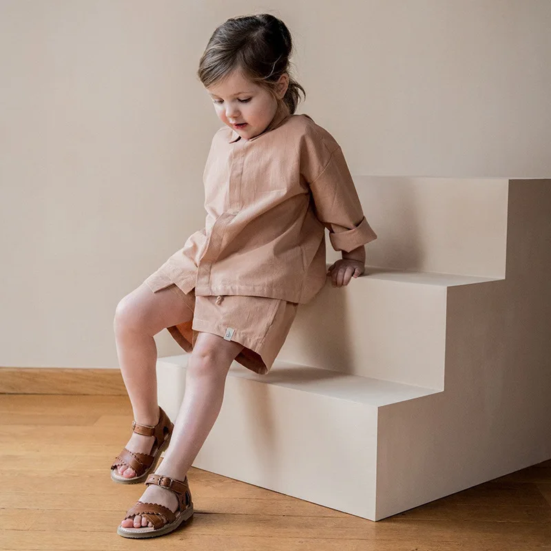 BONNIE-Camisas de manga comprida e calças para bebês meninos e meninas, roupas infantis de verão, cores doces, camisetas curtas, shorts, outono