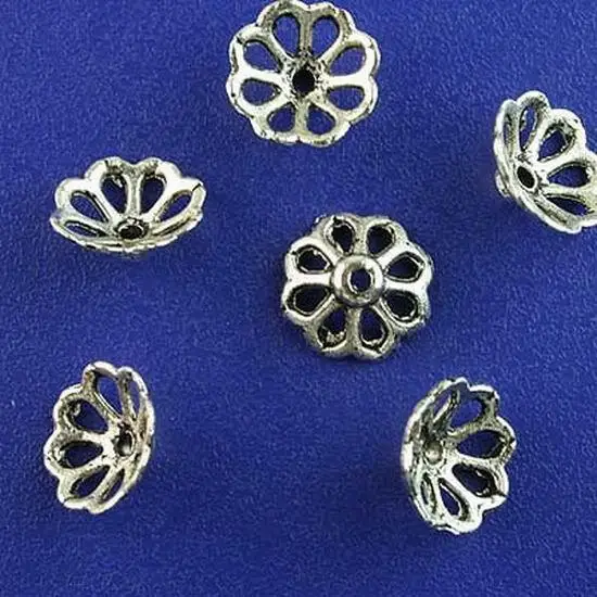 

60pcs 10.8x4.6mm hole:0.8mm Tibetan silver flower beads cap h2731