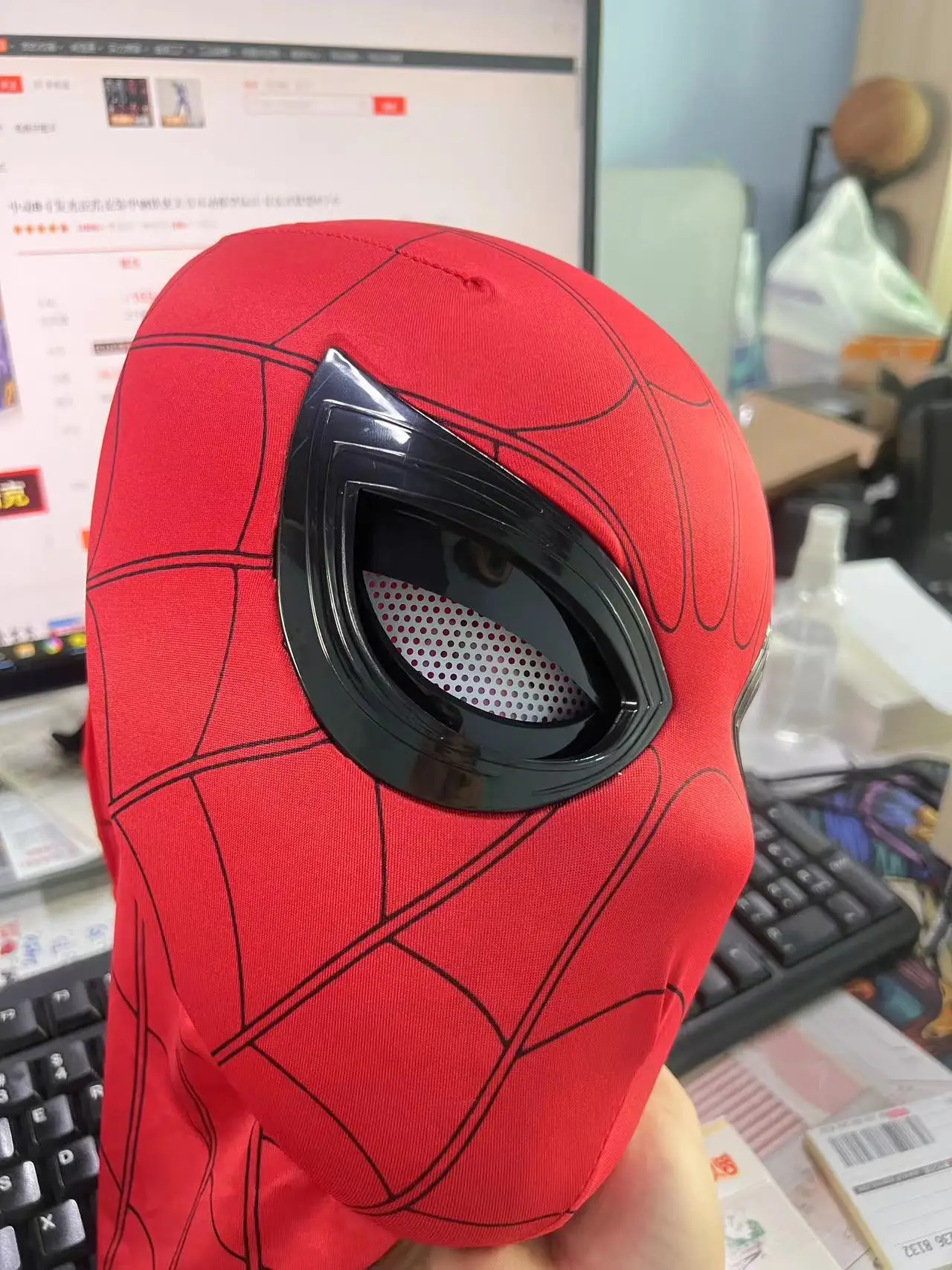 Hot Anime Marvel Avengers Spider Man Headwear Movable Eyes Chin Control Blinking Breathable Helmet Mask Creative Birthday Gifts