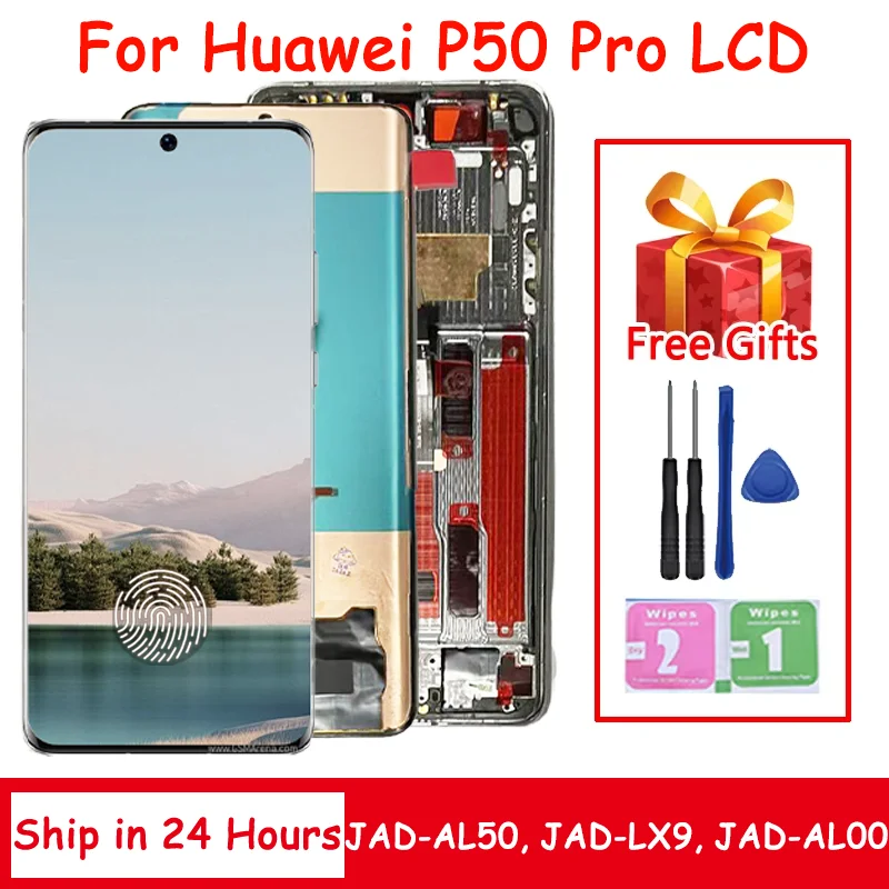 Ecran-d'affichage-p50pro-avec-cadre-pour-huawei-p50-pro-lcd-jad-al50-jad-lx9-jad-al00-ecran-tactile-ensemble-numeriseur