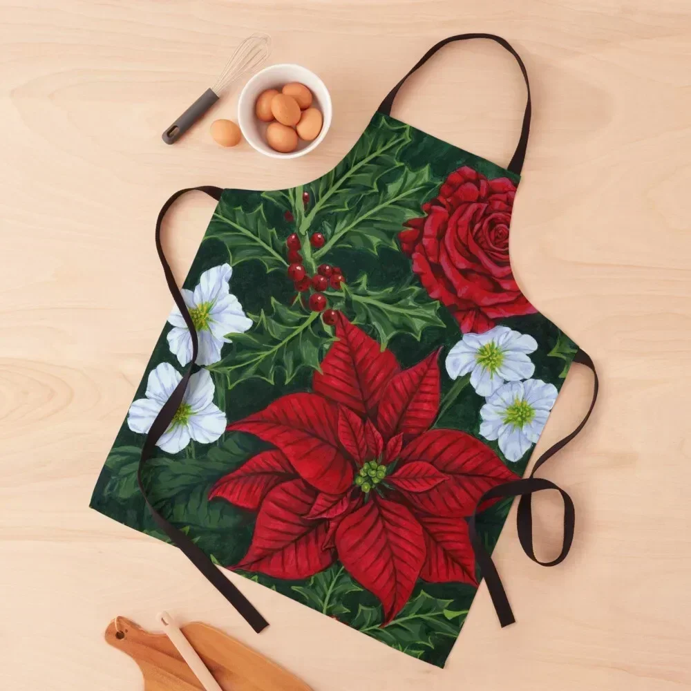

Christmas Flowers Apron Cooking Clothes Men gift for women halloween For Kitchen Apron