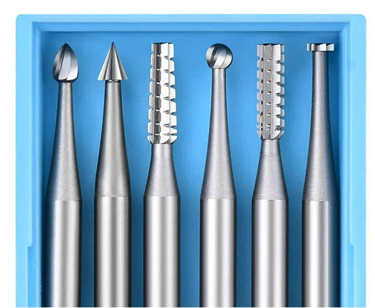 6 stks/set 2.35mm Handvat Wolfraam Staal Graveerfrees Elektrische Holle Nieuwe 204 Threading Machine Olijf Kern Carving Cut
