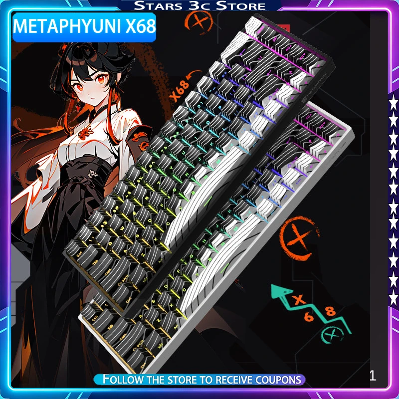 METAPHYUNI X68 Hall Effect Keyboard Low Latency Hot Plugging Wired 0.01 Precision 8K Gaming Keyboard PC Accessory Gamer Gift