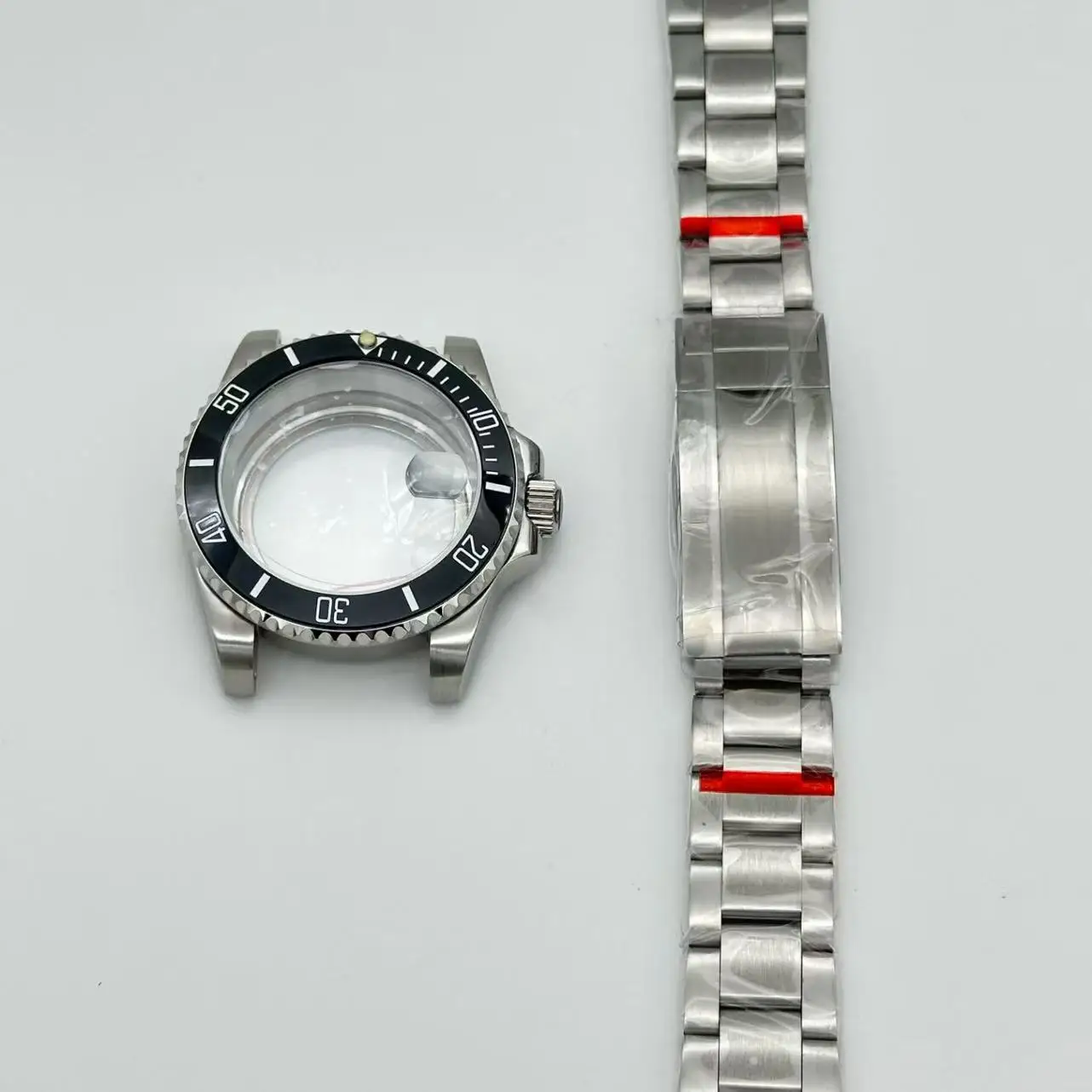 

40mm mechanical watch shell glass bottom solid steel band set suitable for NH35