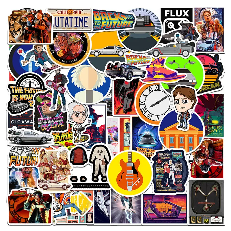 50Pcs Back To The Future Stickers Outatime DIY Stickers Scrapbooking Phone Luggage Skateboard Waterproof Decals