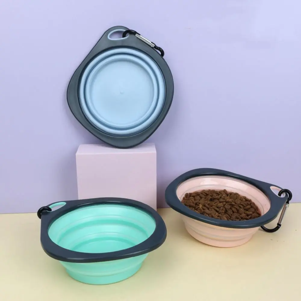 Portable TPR Pet Folding Bowl with Hanging Hook Bite Resistant Dog Dish Bowl Collapsible Dog Food Bowl Pet Travel Bowl Travel