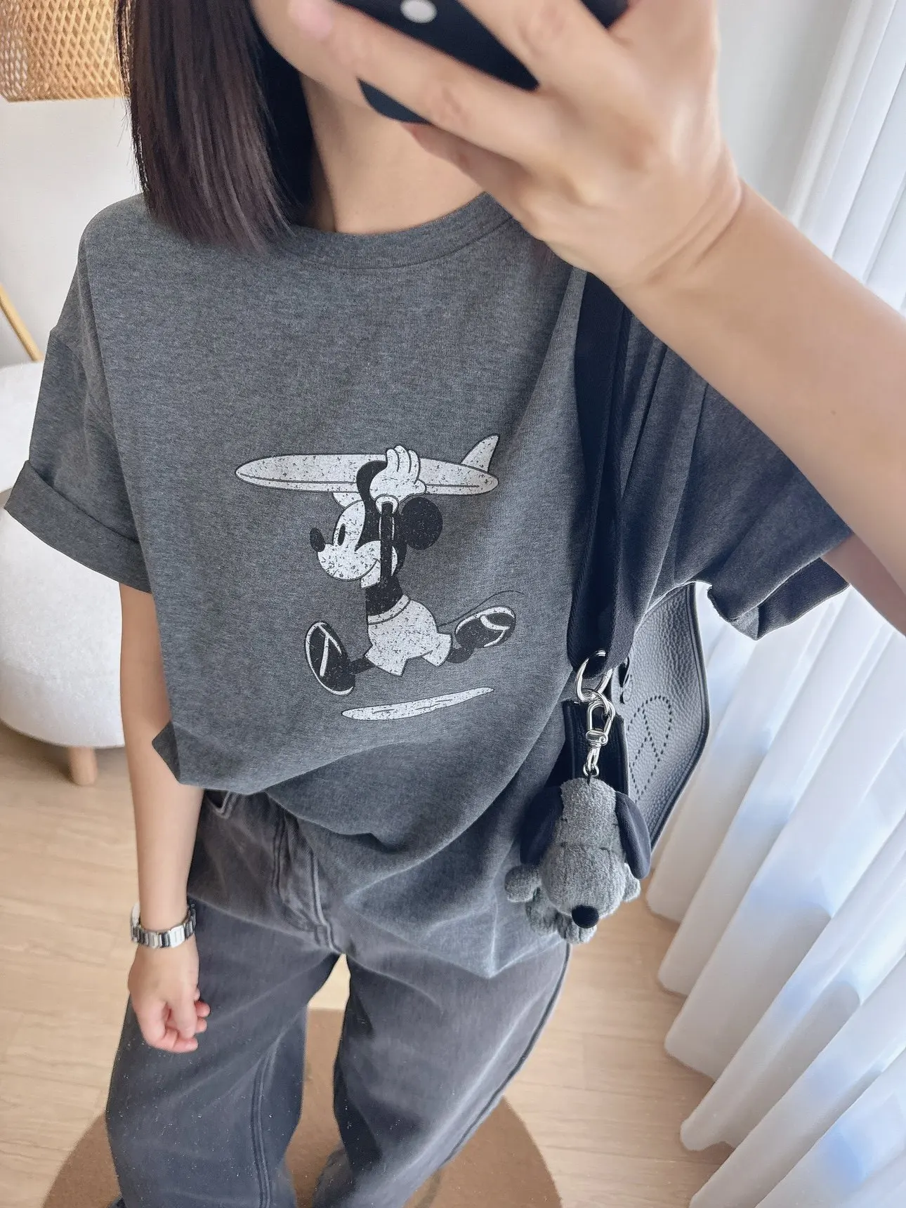 

Cute Cartoon ort Sve T-irt Women's Cotton Base irt Flower Ice Cr Versatile Fun Anti-Aging Spring Sle round Ne