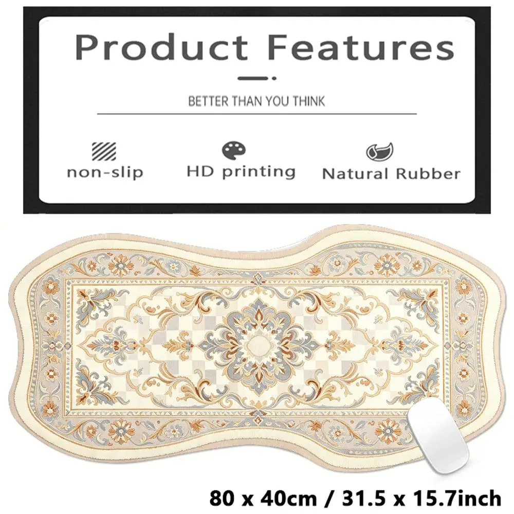 Special Shaped Light Beige Brown Persian Table Mat Creative Large Size Non Slip Rubber Base For Office Decor
