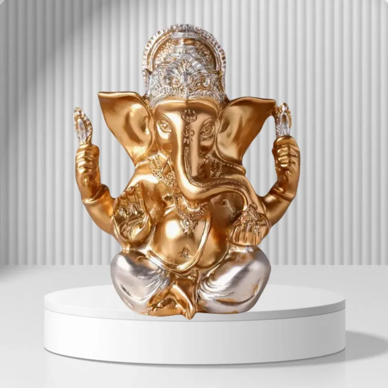 

1PC Golden Gneisha Buddha Statue Elephant Hindu Statue Resin Home Decoration Buddha Statue Home