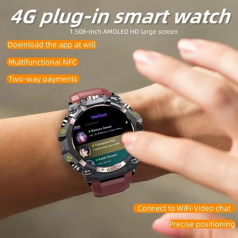 

Q668 Smart Watch Android 4G LTE Smartwatch IP68 waterproof 800W HD Dual Camera Amoled GPS WIFI Multi sport mode Download Apps