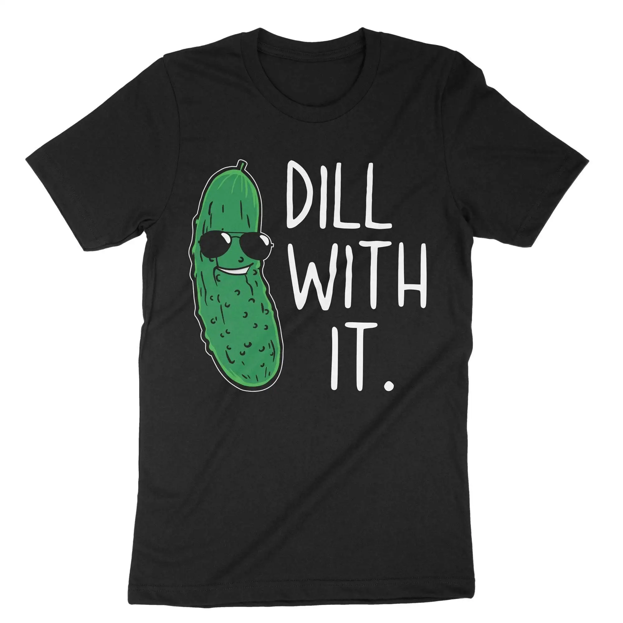 Dill With IT T Shirt Funny Pickle Pun Food Cucumber Vegetarian Vegan