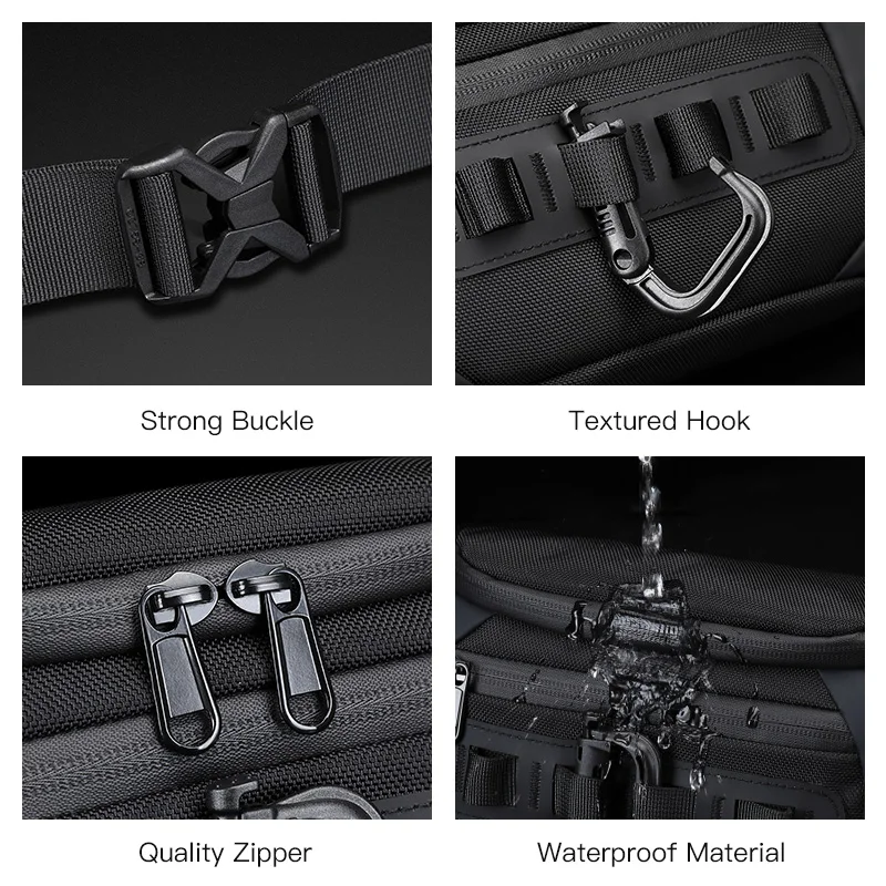 OZUKO Fashion Men Waist Bag Outdoor Sports Tactical Chest Bag Multifunction Waterproof Male Fanny Pack Mens Crossbody Sling Bags