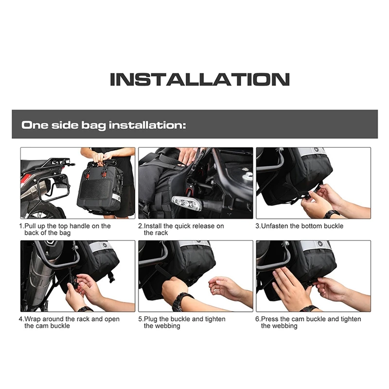 Rhinowalk Motorcycle Bag 20L Universal Side Saddle Bag With Removable Waterproof Inner Bag Outdoor Motorbike Luggage