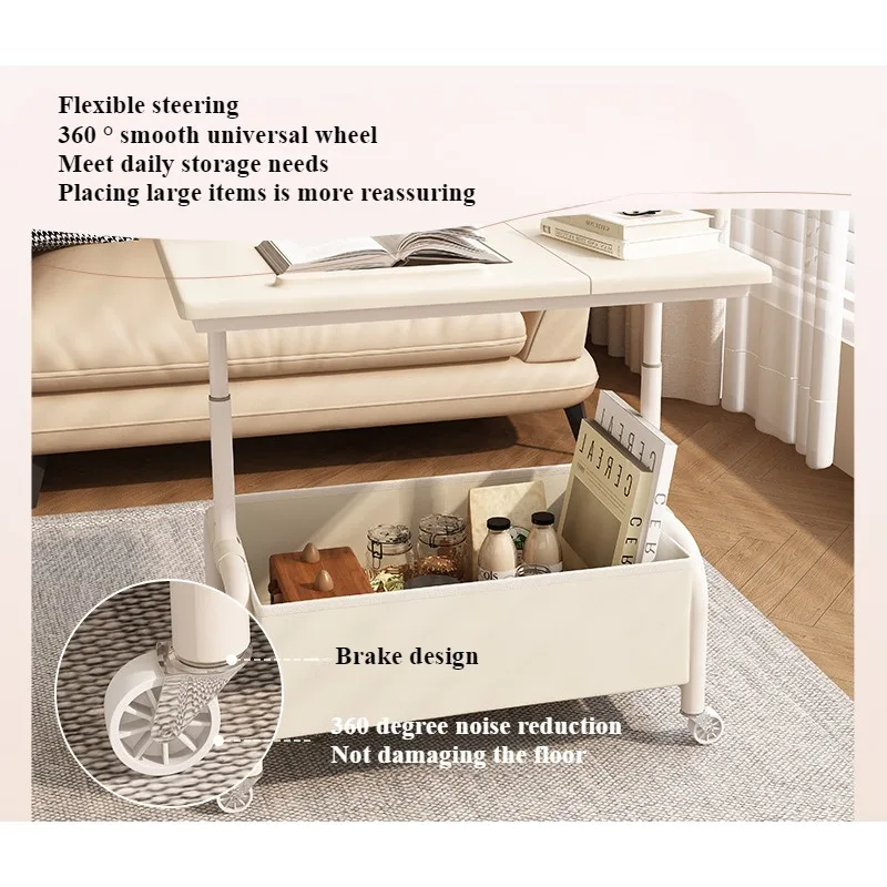 Sofa Side Table Movable Living Room Trolley Storage Rack with Wheels Small Coffee Table, Household Simple Small Table