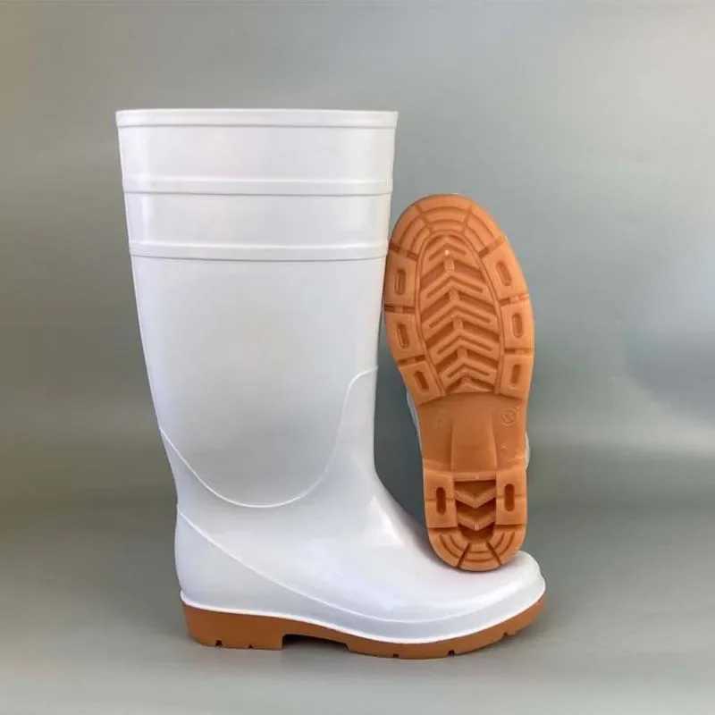 DurableRain Boots White Tall Tube Work Non-slip Kitchen Oil-proof Acid And Alkali-resistant Chef Flood Control Water Shoes