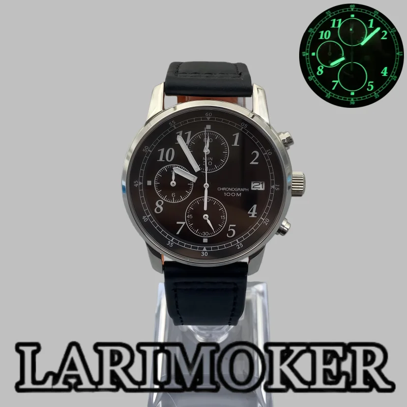 LARIMOKER 38.8 مللي متر ساعة كوارتز رجالية موضة عادية 100 متر مقاوم للماء الياقوت الزجاج مناسبة لحركة VK67 ساعة رجالي فاخرة #1