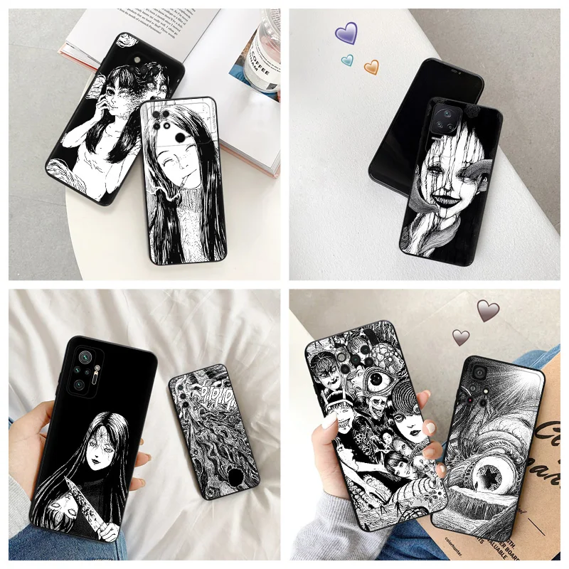 Silicone Black Phone Case for Xiaomi Mi Poco C61 F5 F4 GT F3 X4 X3 X5 M3 M4 Pro M5 C51 C50 C40 Junji Ito Tomie Tees Manga Cover