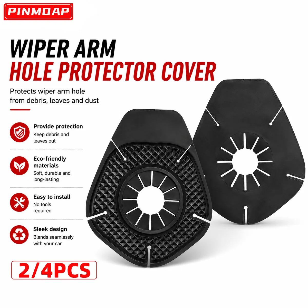 2/4pcs Car Wiper Arm Holes Windshield Wiper Base Protective Cover Black Durable Anti Falling Leaves And Anti Debris