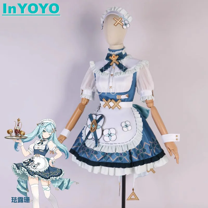 

InYOYO Faruzan Cosplay Costume Genshin Impact Game Suit Sweet Lovely Maid Dress Uniform Role Play Halloween Party Outfit Women