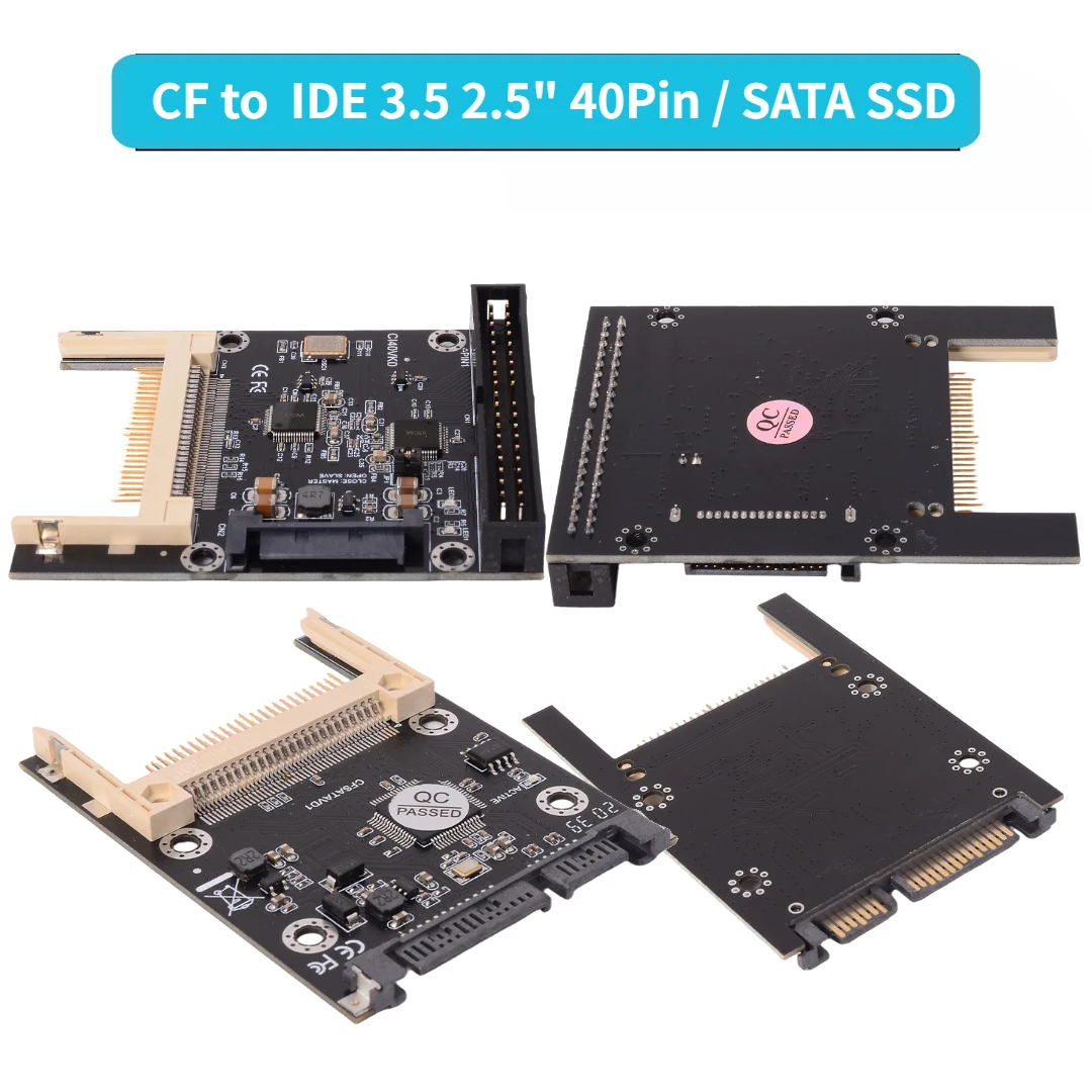 Chip Version CF To IDE 2.5 3.5“ 40Pin Large Board Adapter Card IDE 2.5 Inch Industrial Mobile SSD CF To SATA, LDO Black Embedded