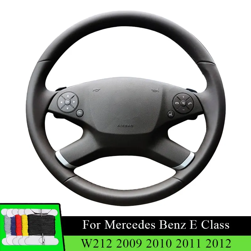 

Car Steering Wheel Cover For Mercedes Benz E Class W212 2009 2010 2011 2012 Fiber leather Car Accessories Wear Resistance Black