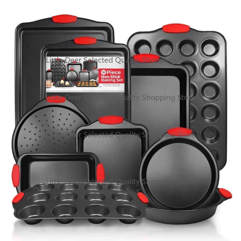 Household 10 Piece Carbon Steel Baking Set Mini Cake Pan Toast Bread Molds Pies Muffin Pan