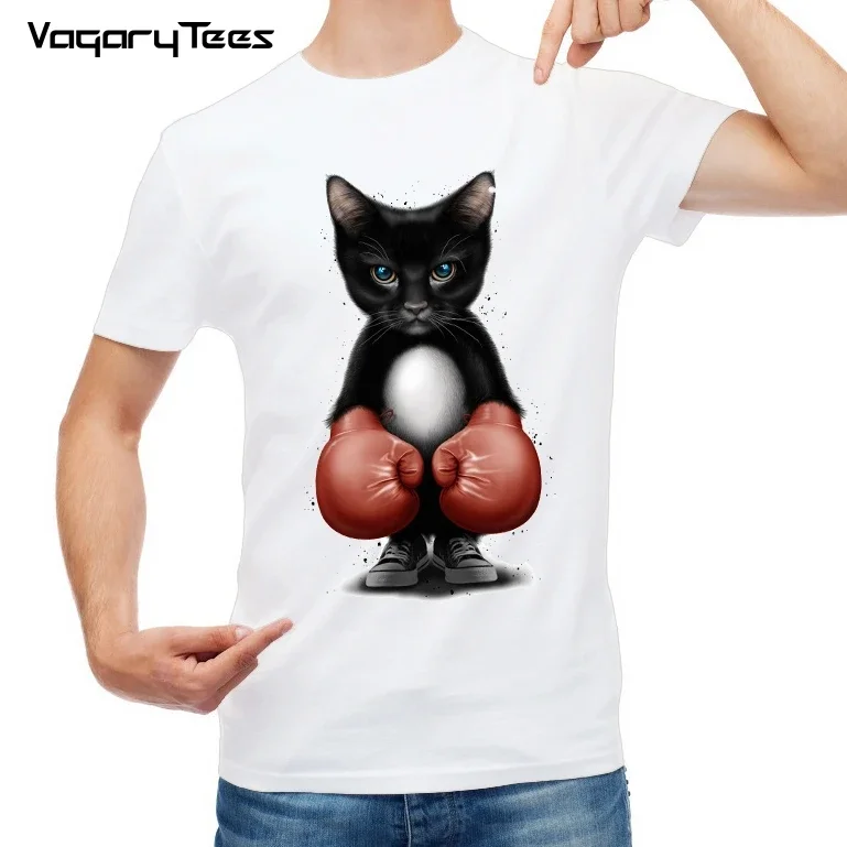 Summer Super Cool Boxer Cat Attack Design Funny T-Shirt Cartoon Clothes Boys Girls Casual Tops Tees