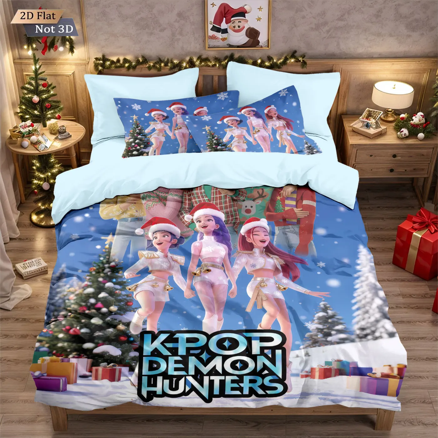 

Kpop Huntrix Mira Zoey Rumi Demon Hunters Themed Print Bedding set Duvet Cover for Kid Girls Gift Home Decor Home Textile
