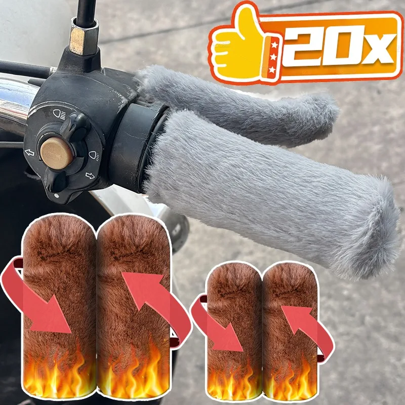 

Winter Plush Motorcycle Handlebar Grips Brake Lever Cover Warm Non-slip Hand Protector For Electric Scooter Motorbike Accessory