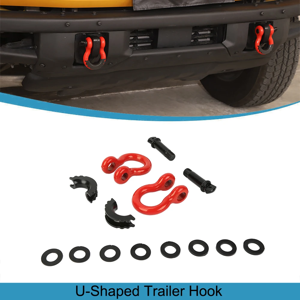 Car Universal Trailer Tow Shackle U-shaped Anti Detachment Trailer Hook Anti-Rust Bow Shackle Protector Exterior Accessories