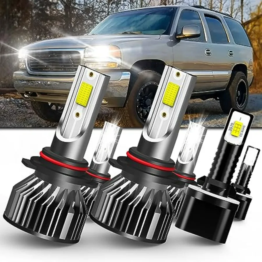 

SPRBTBUB Fit for 2000-2006 GMC Yukon XL 1500 2500 Headlight Bulbs Combo 9005/hb3 High Beam 9006/hb4 Low Beam Headlight Bulbs +