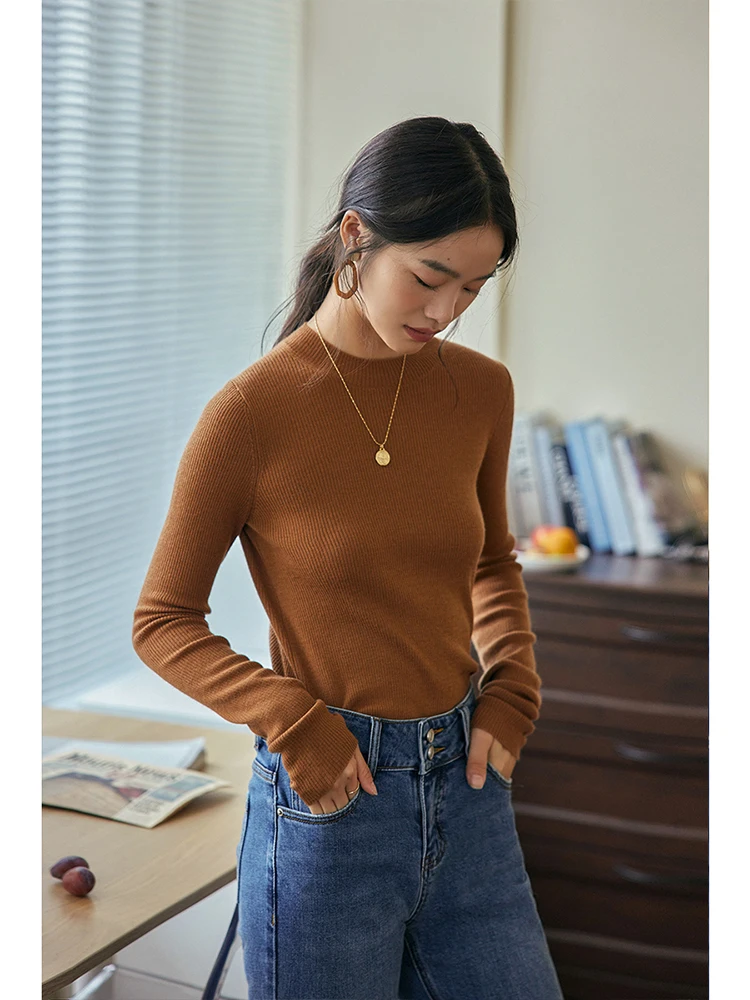 

Spring 2026 Women's Slim Fit Thin Knitted Sweater round Ne Wool Base Layer Top Faionable Design Commute Sle Long Sve