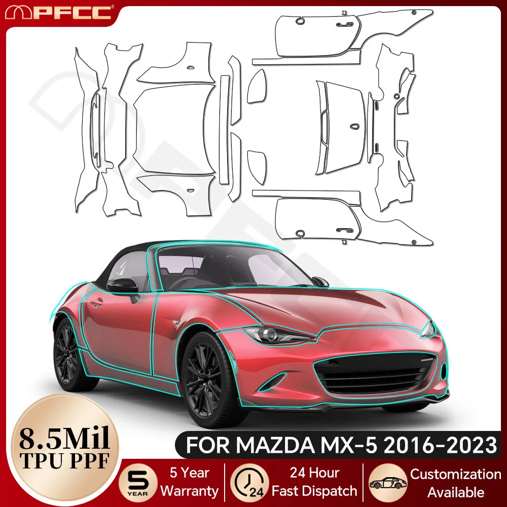 

For Mazda MX-5 2016-2023 TPU Paint Protection Film Pre-cut PPF Car Body Anti-scratch Clear Bra Resistant Kit Invisible Cover