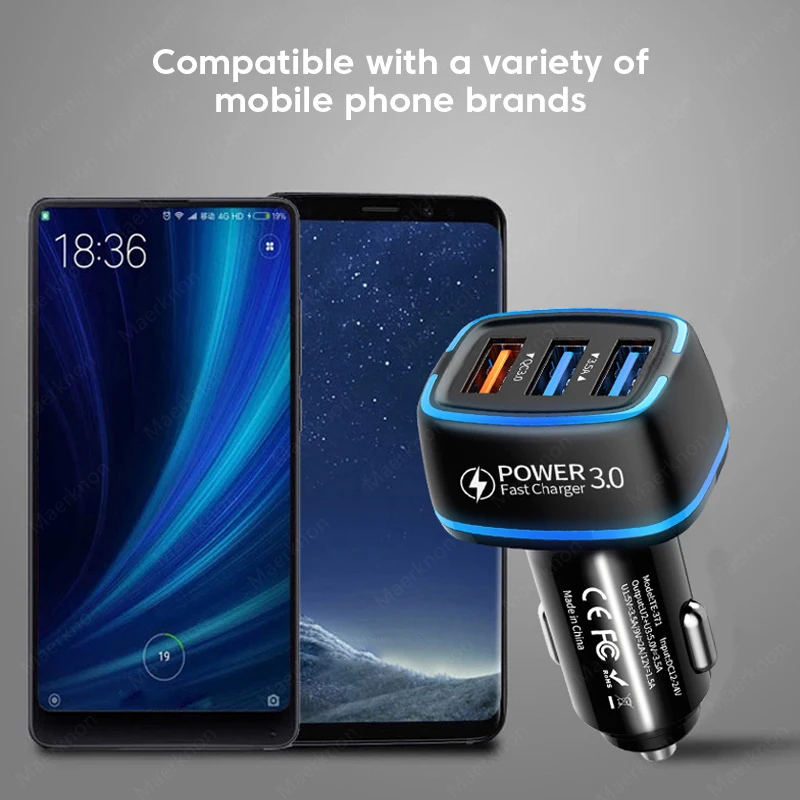 USB Car Charger 35W 3 Ports Fast Charging Car Phone Charger Adapter For iPhone 14 Samsung Xiaomi Quick Charge 3.0 Charger In Car