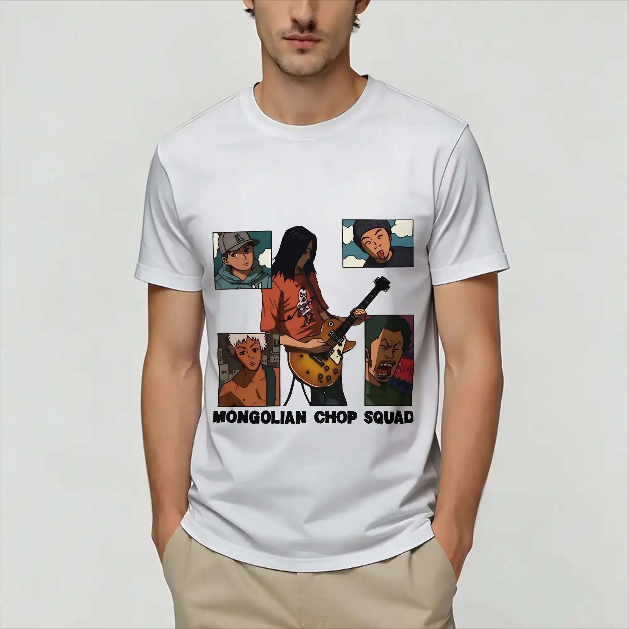 Beck Mongolian Chop Squads T-Shirt Summer  Hip Hop T-Shirts Men Pure Cotton O-Neck Oversize Clothing Short Sleeve Vintage Tshirt