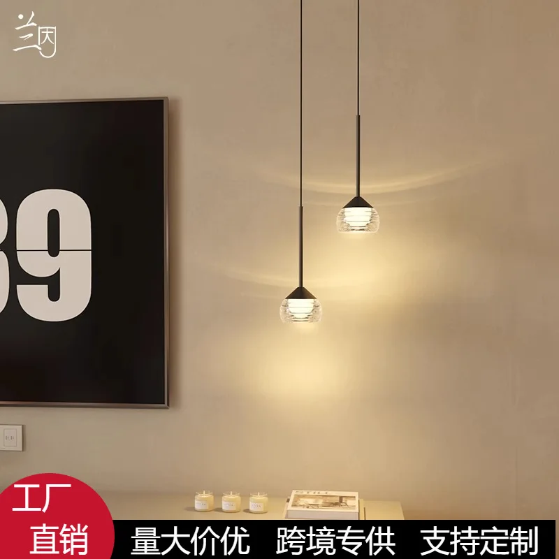 

Premium light luxury bedroom small chandelier bedside chandelier TV background wall vertical line light Art decoration