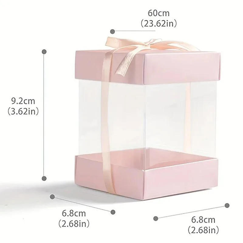 5/10 Kleine Geschenkbox mit Fenster und Schleife – Transparente Verpackung, Geeignet für Hochzeiten, Valentinstag und Geburtstagsfeiern – Detail 2