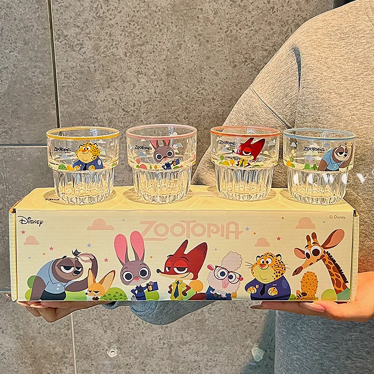 

New Zootopia Judy Nick thickened glass girl cold drink cup household water cup tea cup milk tea cup couple birthday gift box