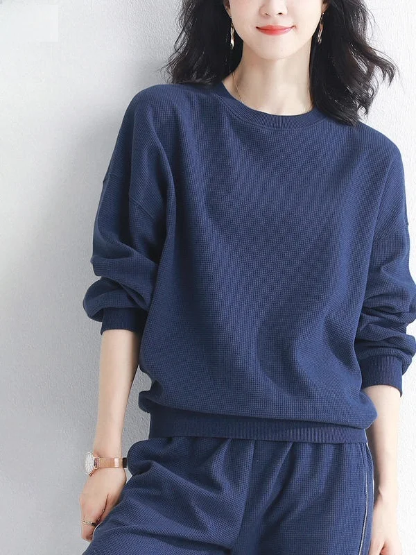 

Korean Japanese Winter Sportswear Set Women's Casual Running Outfit Trendy Sweatshirt Long Sleeve round Neck Regular Fit