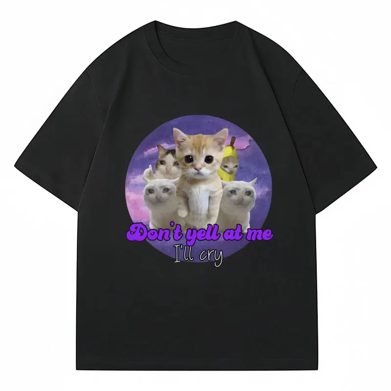 El Gato Meme Sad Crying Cat Banana Cat Thumbs up Cat Fashion Trend Casual summer all-purpose T-shirt for men and women