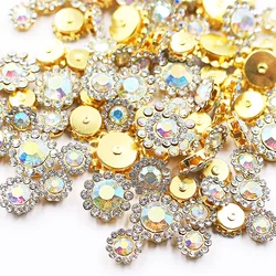 100Pcs Mix Size Sunflower Claw Sew On Rhinestones Trim Crystals Pearls Buttons Stones Sewing Rhinestone for Clothes Decoration