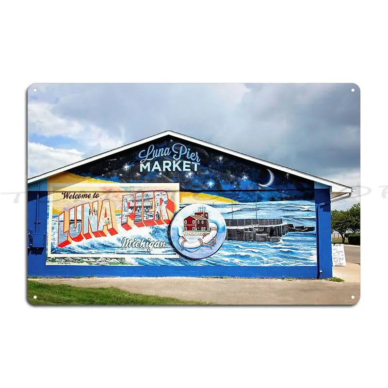 Welcome To Luna Pier Michigan Metal Plaque Garage Kitchen Living Room Pub Customize Tin Sign Poster