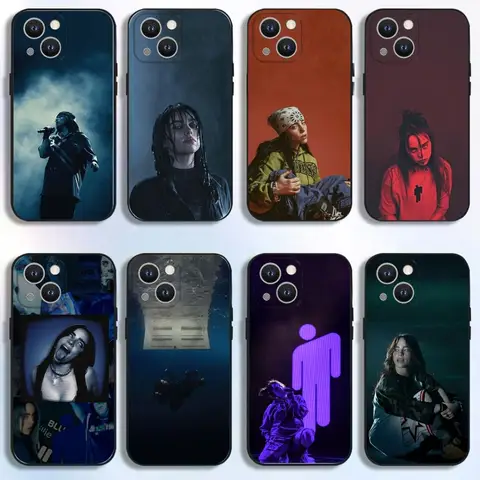 B-BillieS Singer Phone Case For iPhone 16,15,14,13,12,11 Plus,Pro Max,XS,X,XR,SE,Mini,8,7,Soft Silicone Black Cover