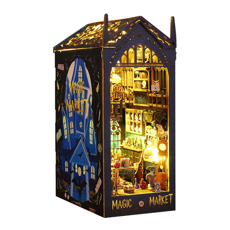 

AA81-DIY Book Nook Miniature Kits For Adults, 3D Wooden Puzzle Miniature House Kit For Book Nook Shelf Insert Decor Easy To Use