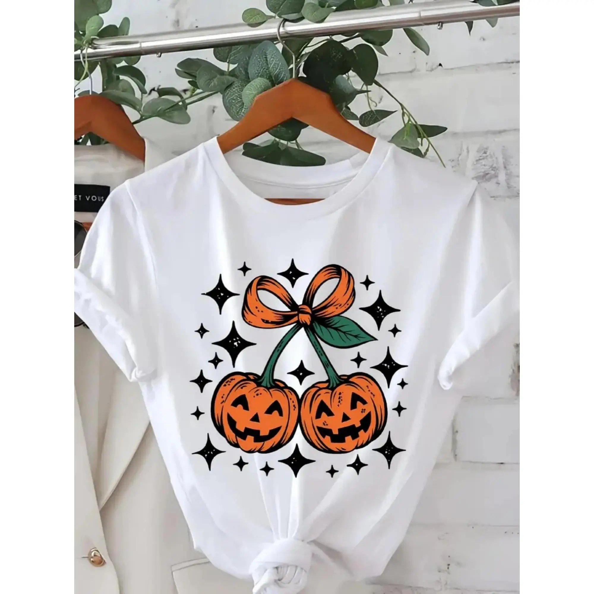

Women's "Spooky Season" Cute Ghost Graphic Sweatshirt, Funny Halloween Crewneck Pullover, Autumn Casual Tops